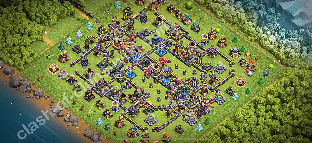 TH18 Trophy Base Plan with Link, Hybrid, Copy Town Hall 18 Base Design 2026, #3111