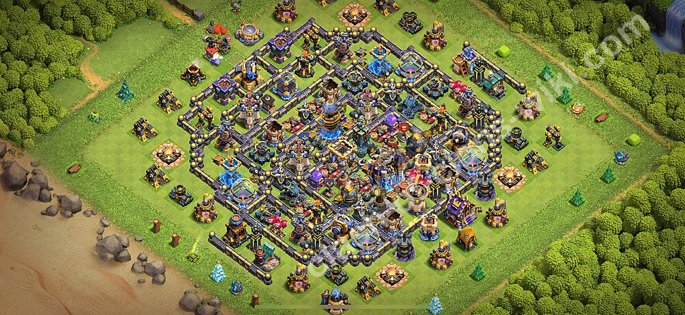 Diseño de aldea Anti 3 Estrellas Ayuntamiento 18 Copiar, Híbrido - COC TH18 Perfecta Distribucion 2026 + Enlace, #3141