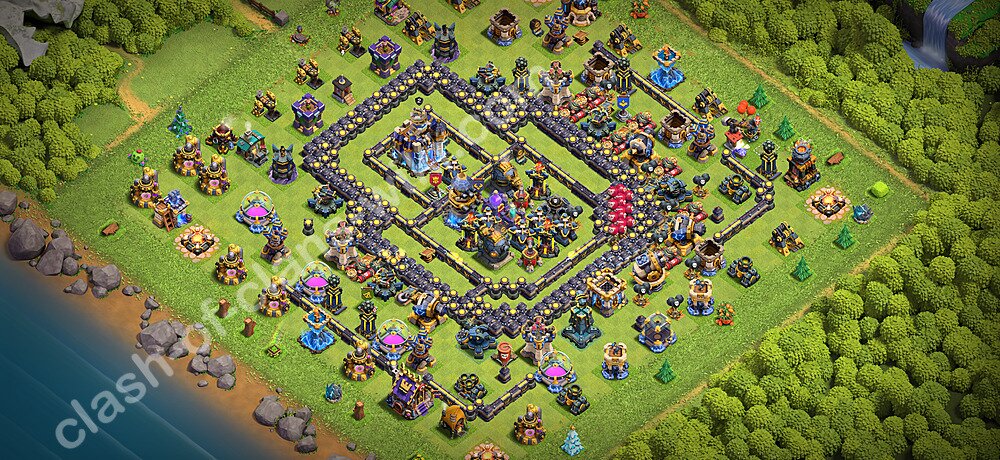 Diseño de aldea para Defensa Ayuntamiento 18 Copiar, Anti Todo - COC TH18 Perfecta Distribucion 2026 + Enlace, #3247