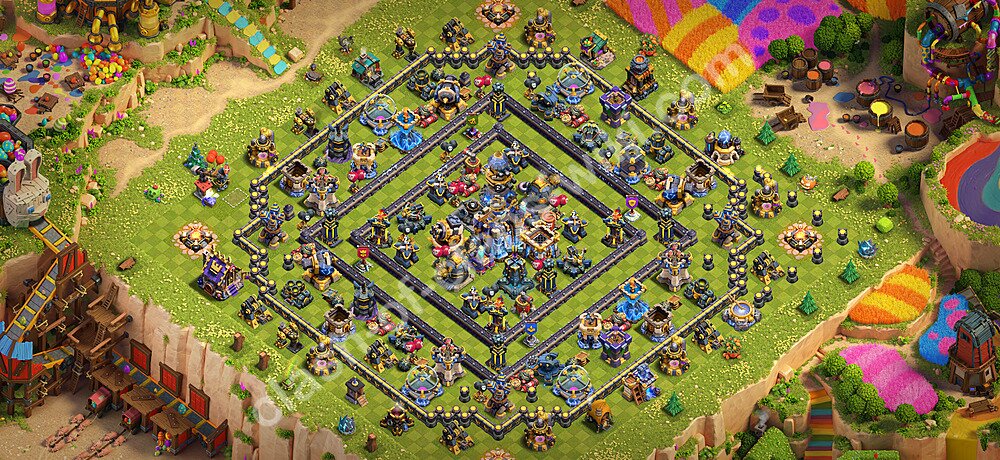 TH18 Anti 3 Stars Base Plan with Link, Hybrid, Copy Town Hall 18 Base Design 2026, #3301