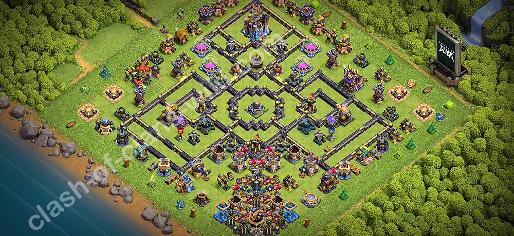 TH18 Trophy Base Plan with Link, Copy Town Hall 18 Base Design 2026, #3326