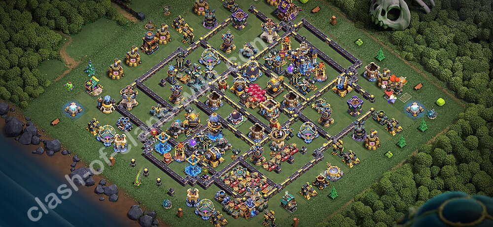 TH18 Anti 3 Stars Base Plan with Link, Copy Town Hall 18 Base Design 2026, #3386