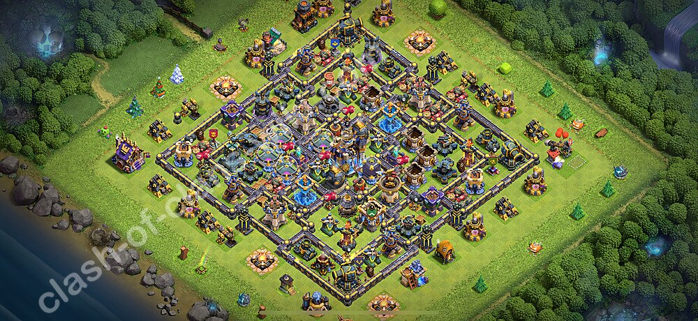 Base plan TH18 (design / layout) with Link, Anti 3 Stars for Farming 2025, #3054