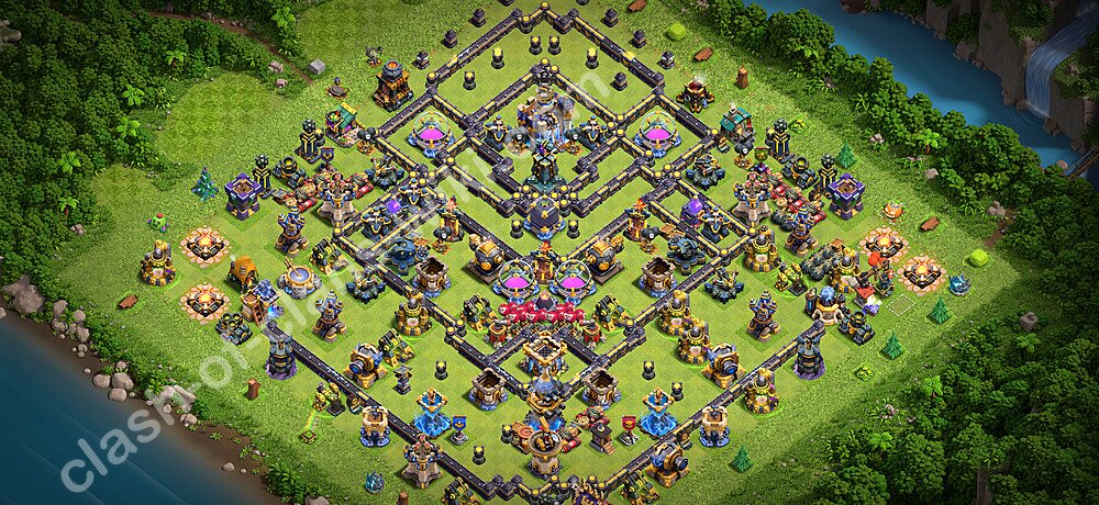 Base TH18 (desain / tata letak) dengan Link, Anti Bintang 3, Hybrid untuk Farming 2026, #3348