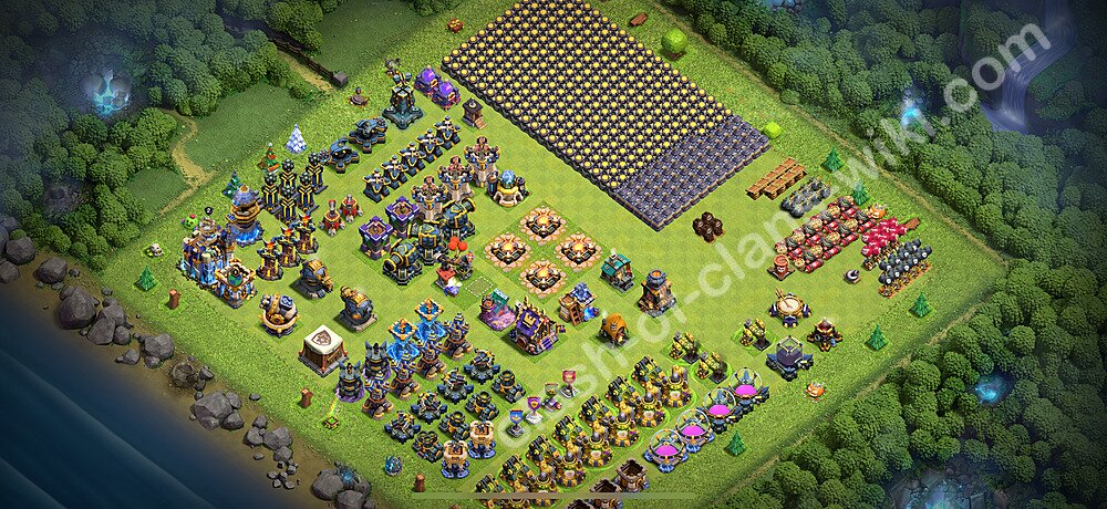 TH18 Troll Base Plan with Link, Copy Town Hall 18 Funny Art Layout 2025, #3034