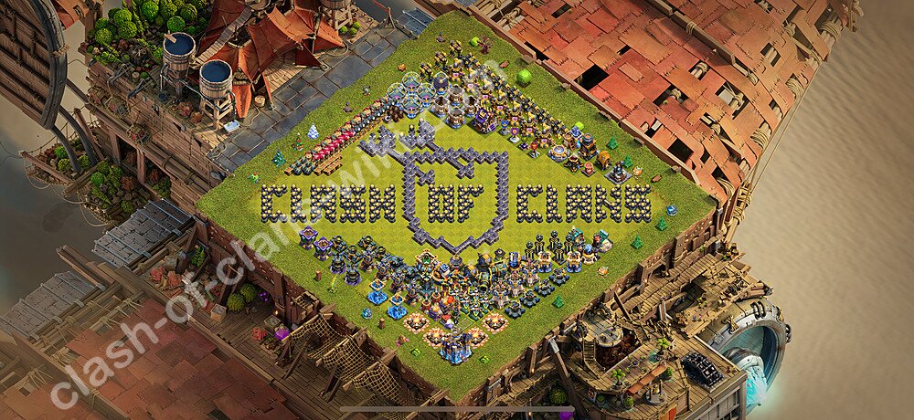 TH18 Troll Base Plan with Link, Copy Town Hall 18 Funny Art Layout 2026, #3037