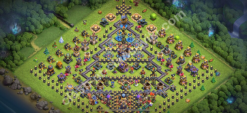 TH18 Troll Base Plan with Link, Copy Town Hall 18 Funny Art Layout 2025, #3053