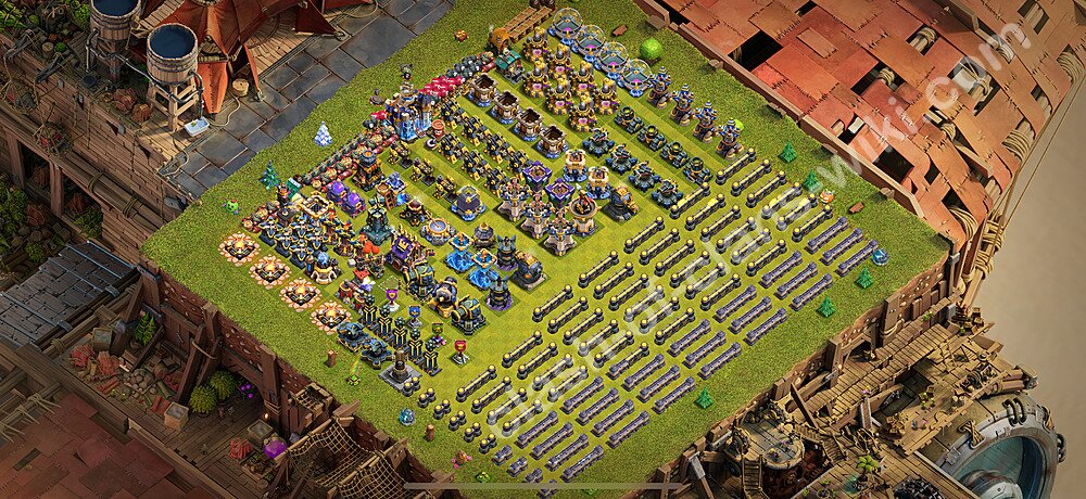 TH18 Troll Base Plan with Link, Copy Town Hall 18 Funny Art Layout 2026, #3060