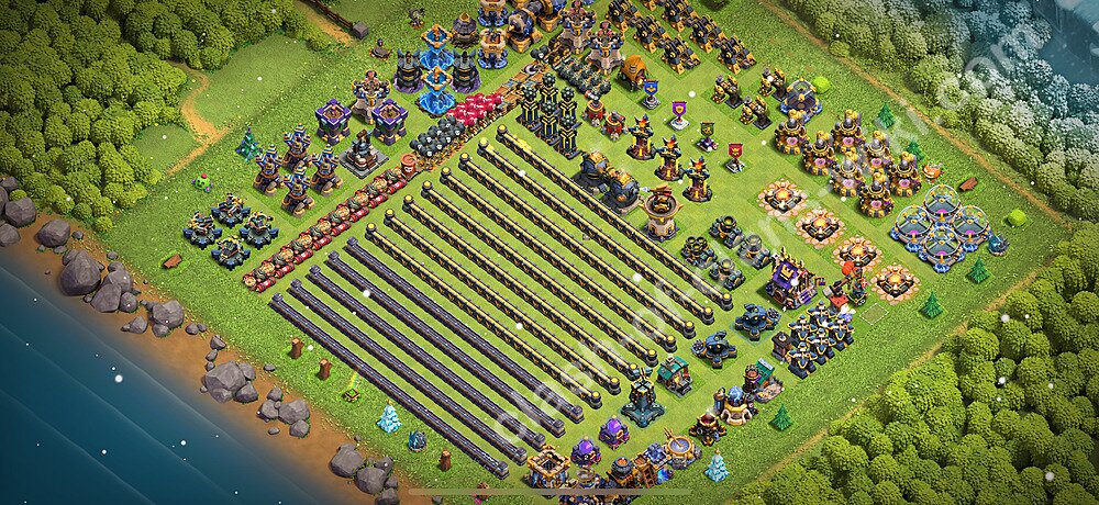 TH18 Troll Base Plan with Link, Copy Town Hall 18 Funny Art Layout 2026, #3116