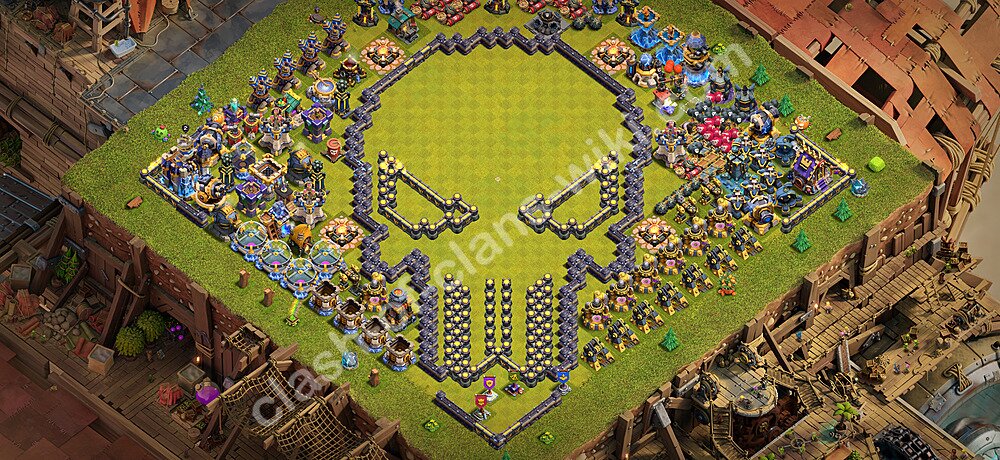 TH18 Troll Base Plan with Link, Copy Town Hall 18 Funny Art Layout 2026, #3300