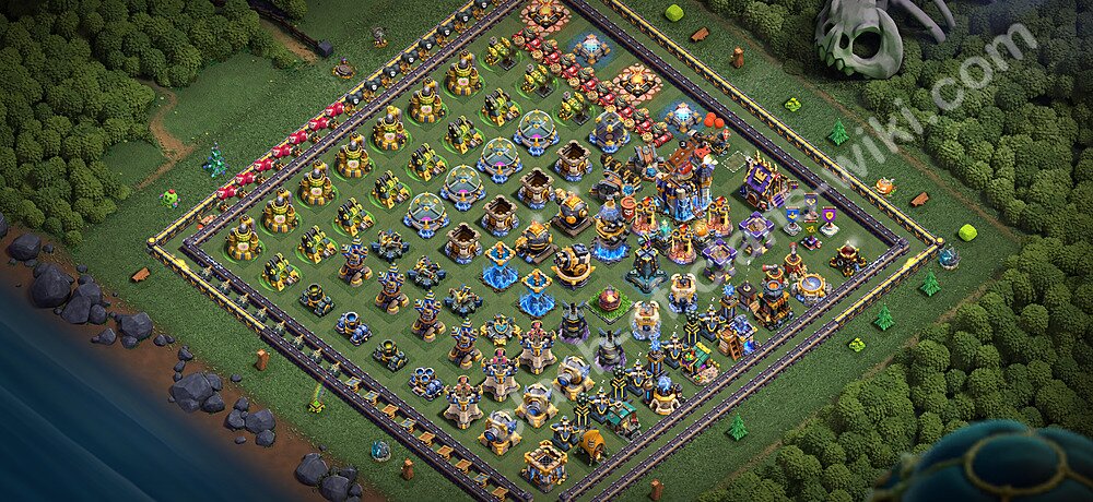 TH18 Troll Base Plan with Link, Copy Town Hall 18 Funny Art Layout 2026, #3383