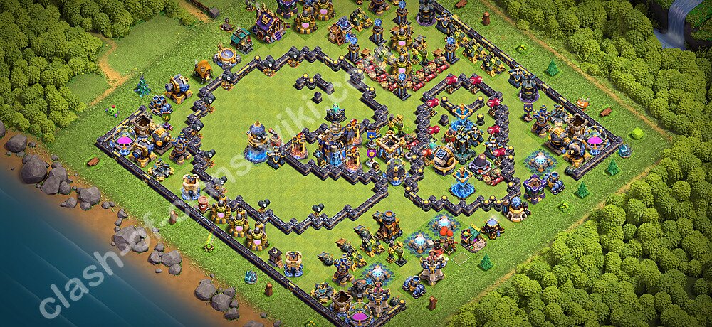 TH18 Troll Base Plan with Link, Copy Town Hall 18 Funny Art Layout 2026, #3488