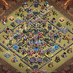 Diseño de aldea para Guerra Anti 2 Estrellas Ayuntamiento 18 Copiar, Anti Aire / Electro Dragón - COC TH18 Perfecta Distribucion 2026 + Enlace, #3023