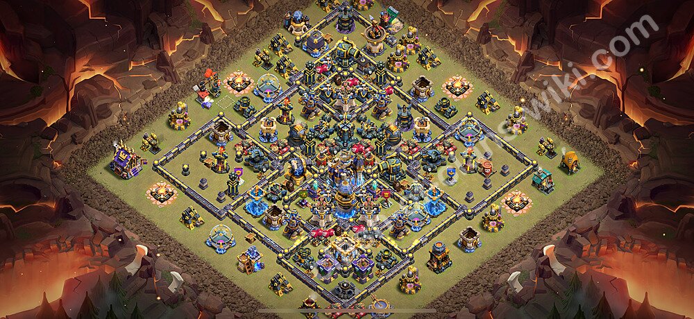 Diseño de aldea para Guerra Anti 2 Estrellas Ayuntamiento 18 Copiar, Anti Aire / Electro Dragón - COC TH18 Perfecta Distribucion 2026 + Enlace, #3023