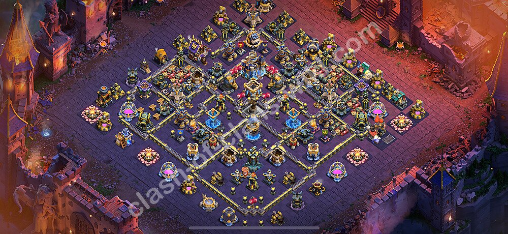 Diseño de aldea para Guerra Anti 3 Estrellas Ayuntamiento 18 Copiar - COC TH18 Perfecta Distribucion 2026 + Enlace, #3062