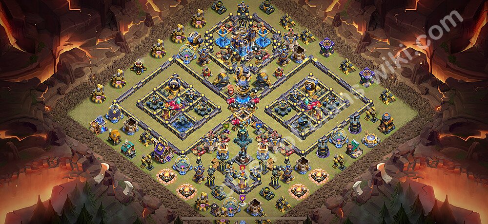 Diseño de aldea para Guerra Anti 3 Estrellas Ayuntamiento 18 Copiar - COC TH18 Perfecta Distribucion 2026 + Enlace, #3083