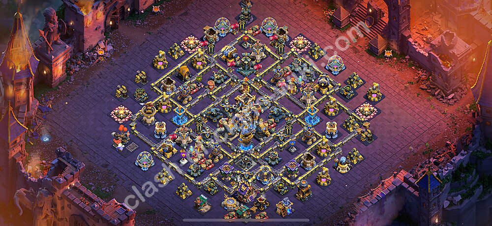 TH18 Anti 2 Stars War Base Plan with Link, Anti Air / Electro Dragon, Copy Town Hall 18 CWL Design 2026, #3118