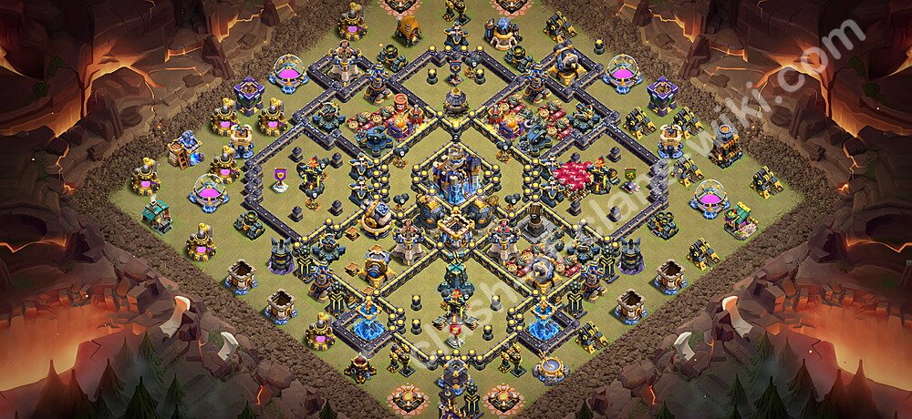 TH18 Anti 2 Stars War Base Plan with Link, Copy Town Hall 18 CWL Design 2026, #3251
