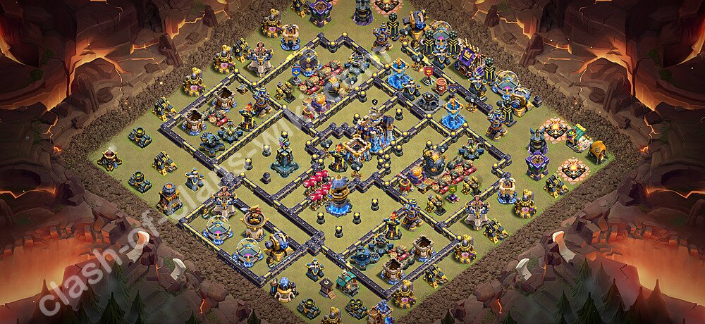 Diseño de aldea para Guerra Anti 3 Estrellas Ayuntamiento 18 Copiar - COC TH18 Perfecta Distribucion 2026 + Enlace, #3295