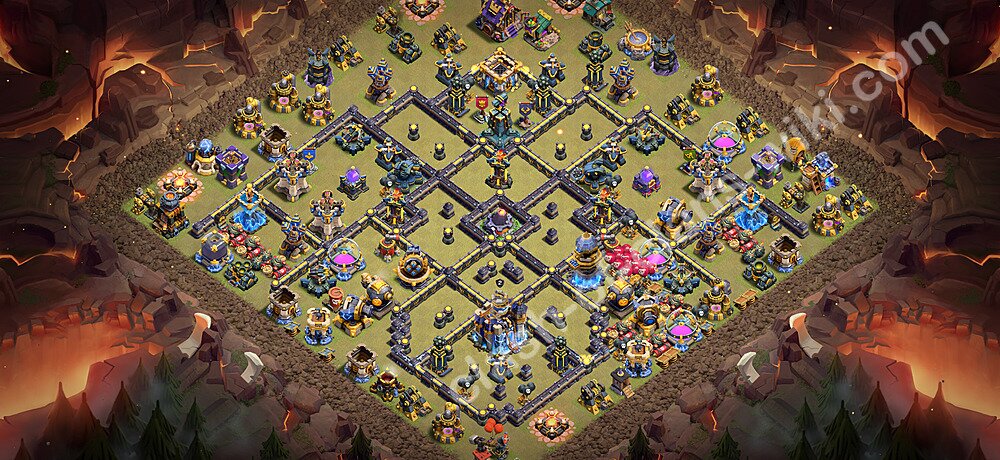 Base War Anti Bintang 3 TH18 dengan Link, Salin Desain Liga Perang Klan (CWL) Balai Kota 18 2026, #3349