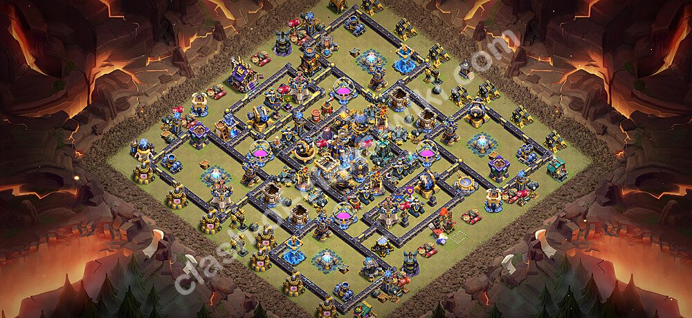 TH18 Anti 2 Stars War Base Plan with Link, Hybrid, Copy Town Hall 18 CWL Design 2026, #3491