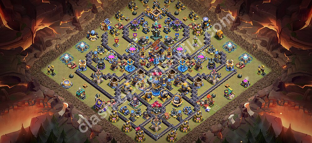 TH18 Anti 3 Stars War Base Plan with Link, Copy Town Hall 18 CWL Design 2026, #3523