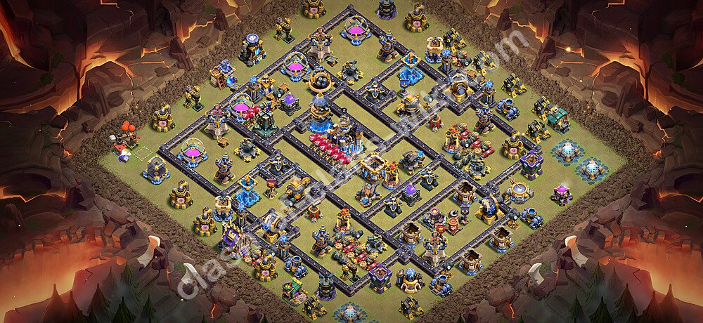 Base War Anti Bintang 3 TH18 dengan Link, Salin Desain Liga Perang Klan (CWL) Balai Kota 18 2026, #3529
