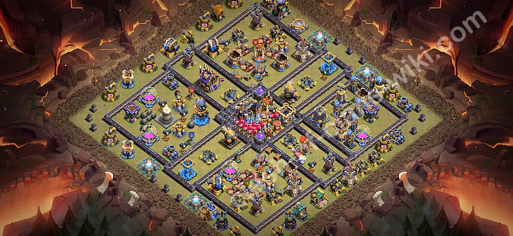 Base War Anti Bintang 2 TH18 dengan Link, Salin Desain Liga Perang Klan (CWL) Balai Kota 18 2026, #3625