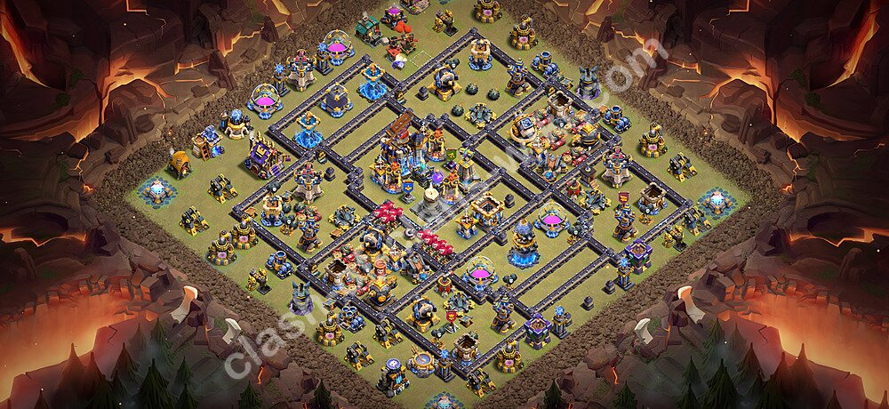Base War Anti Bintang 3 TH18 dengan Link, Salin Desain Liga Perang Klan (CWL) Balai Kota 18 2026, #3650