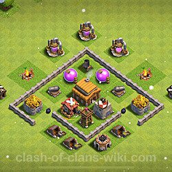 Base plan (layout), Town Hall Level 3 for trophies (defense) (#145)