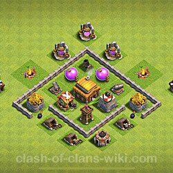 Base plan (layout), Town Hall Level 3 for trophies (defense) (#145)