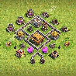 TH3 Trophy Base Plan, Anti Everything, Hybrid, Town Hall 3 Base Design 2026, #148