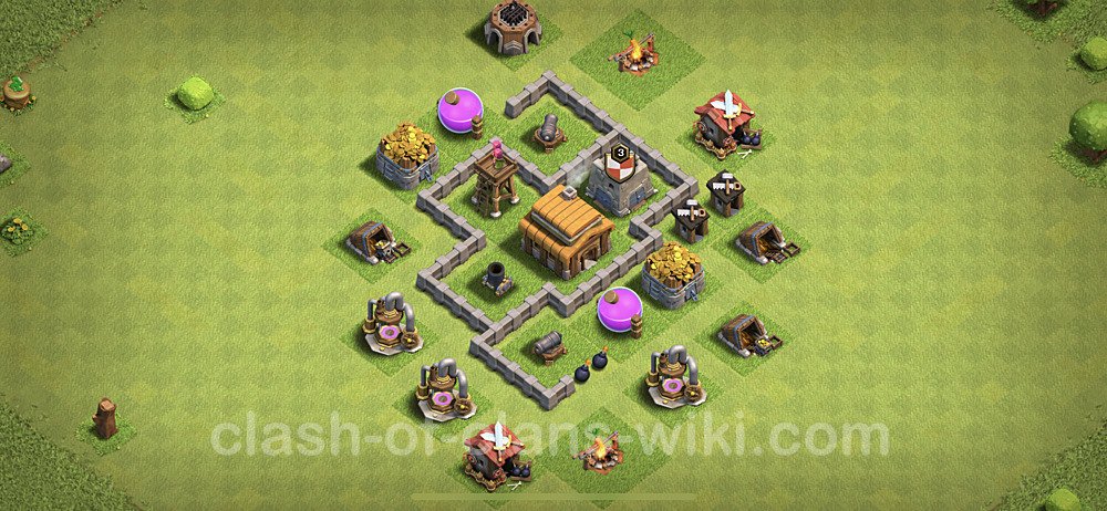 Full Upgrade TH3 Base Plan, Anti Everything, Town Hall 3 Max Levels Design, #139