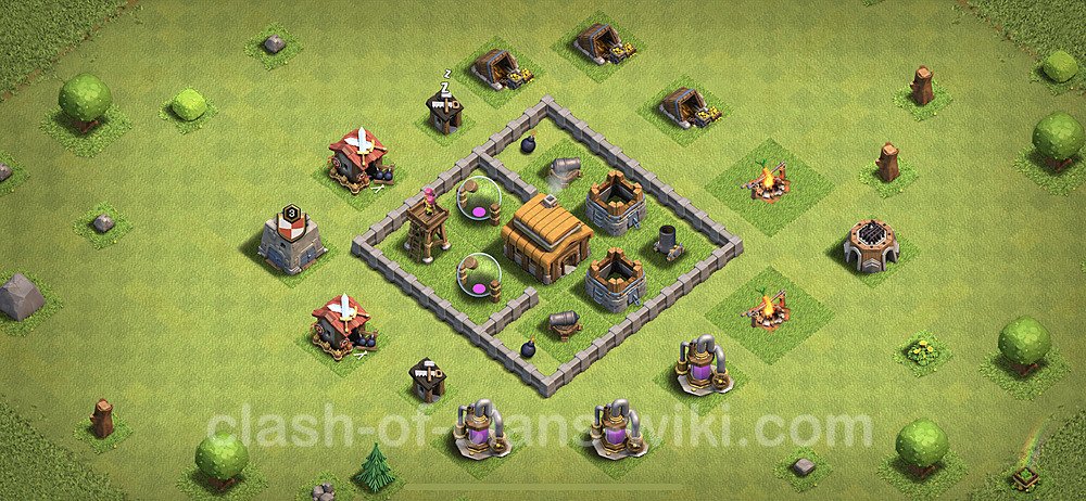 Full Upgrade TH3 Base Plan, Hybrid, Town Hall 3 Max Levels Design, #42