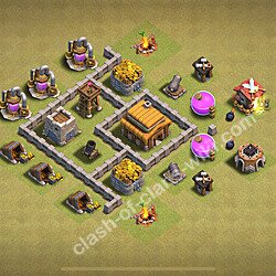 TH3 Anti 2 Stars War Base Plan, Hybrid, Town Hall 3 CWL Design 2026, #10