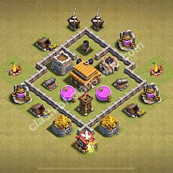 TH3 Anti 2 Stars War Base Plan, Town Hall 3 CWL Design 2026, #37