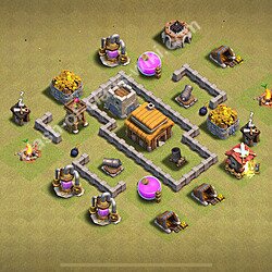 TH3 Anti 2 Stars War Base Plan, Hybrid, Town Hall 3 CWL Design 2026, #4