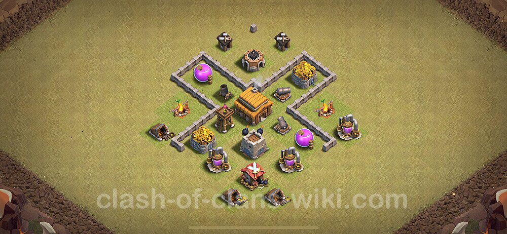 TH3 War Base Plan, Anti 3 Stars, Hybrid, Town Hall 3 CWL Design 2024, #32