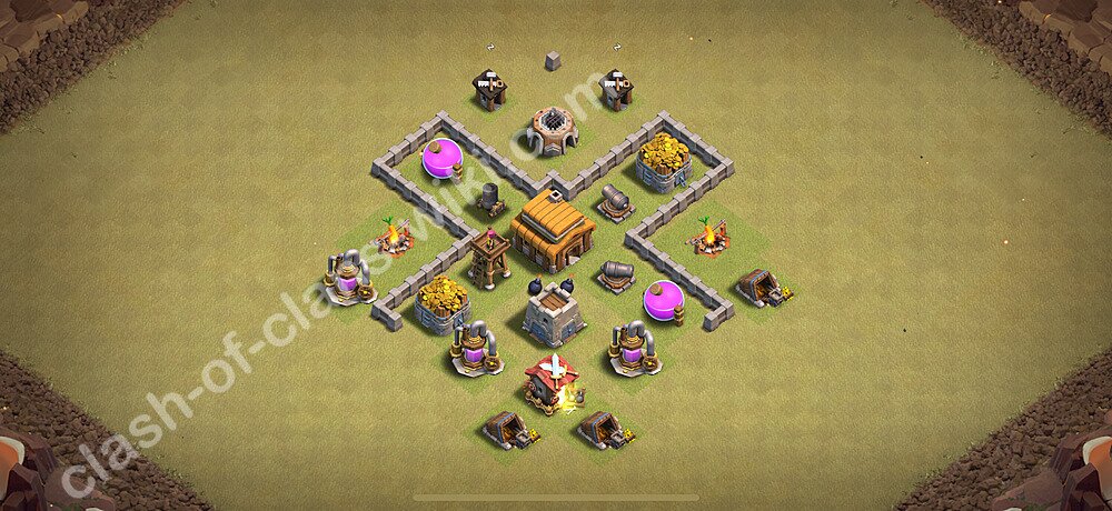TH3 War Base Plan, Anti 3 Stars, Hybrid, Town Hall 3 CWL Design 2026, #32