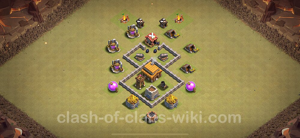 TH3 Anti 3 Stars War Base Plan, Town Hall 3 CWL Design 2024, #35