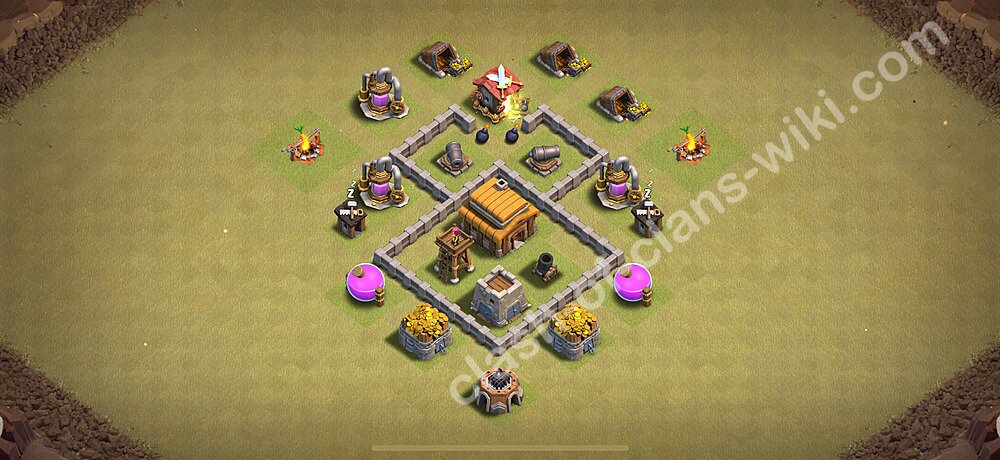 TH3 Anti 3 Stars War Base Plan, Town Hall 3 CWL Design 2026, #35