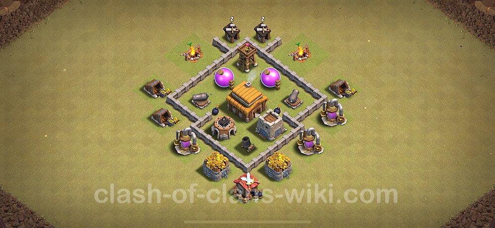 TH3 Anti 2 Stars War Base Plan, Town Hall 3 CWL Design 2024, #36