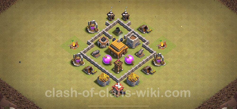 TH3 Anti 2 Stars War Base Plan, Town Hall 3 CWL Design 2024, #37