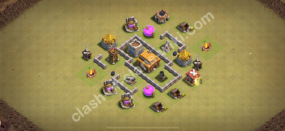 TH3 Anti 2 Stars War Base Plan, Hybrid, Town Hall 3 CWL Design 2026, #4