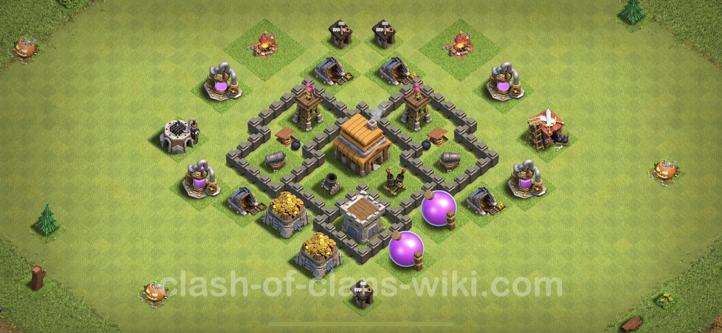 Best Anti 2 Stars Base Th4 With Link Anti Air Town Hall Level 4 Base Copy 180