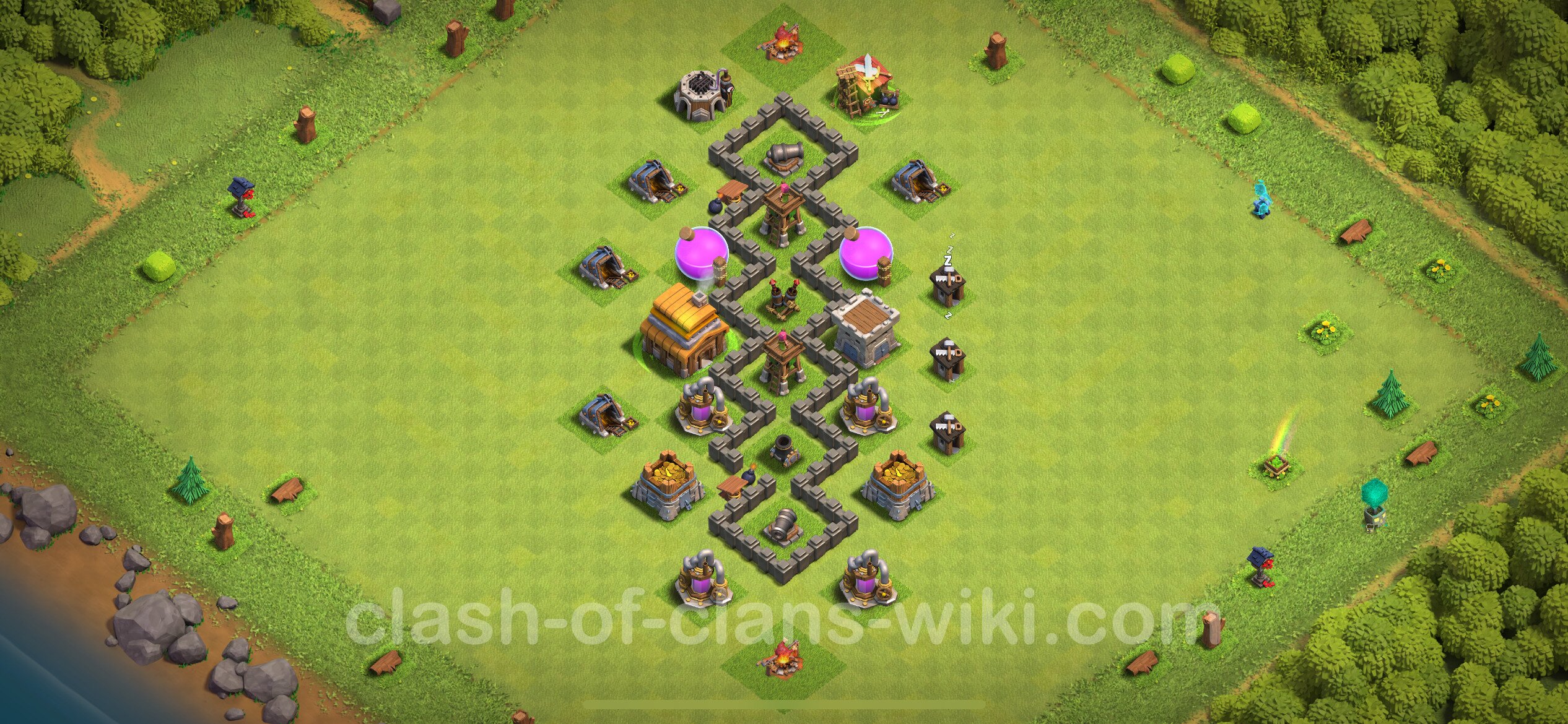 Trophy Defense Base TH4 With Link Clash Of Clans 2023 Town Hall 