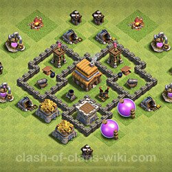 Base plan (layout), Town Hall Level 4 for trophies (defense) (#180)