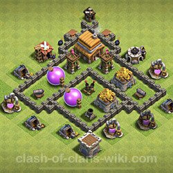 Base plan (layout), Town Hall Level 4 for trophies (defense) (#181)