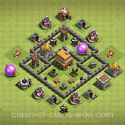 Base plan (layout), Town Hall Level 4 for trophies (defense) (#182)