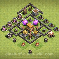 Base plan (layout), Town Hall Level 4 for trophies (defense) (#184)
